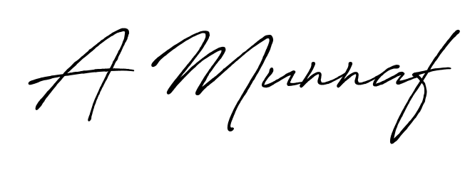 A stylish, flowing autograph style designed for name A Munnaf using Antro_Vectra_Bolder typography. Perfect for digital creative projects. A Munnaf signature style 7 images and pictures png