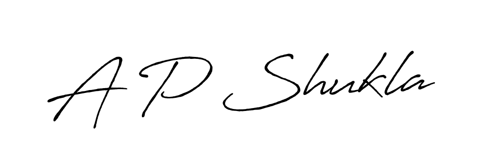 The best way (Antro_Vectra_Bolder) to make a short signature is to pick only two or three words in your name. The name A P Shukla include a total of six letters. For converting this name. A P Shukla signature style 7 images and pictures png