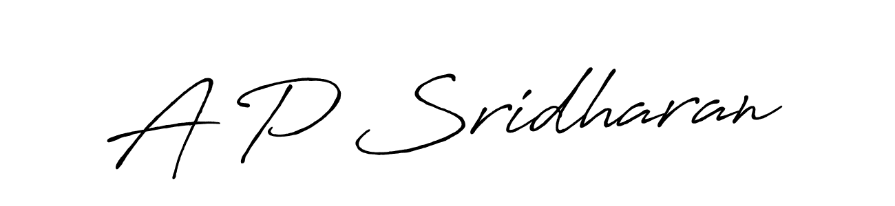 Design your own signature with our free online signature maker. With this signature software, you can create a handwritten (Antro_Vectra_Bolder) signature for name A P Sridharan. A P Sridharan signature style 7 images and pictures png