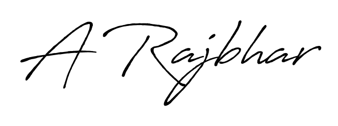 Style your name A Rajbhar with confidence using Antro_Vectra_Bolder signature design. Simple, elegant, and ready for immediate document use. A Rajbhar signature style 7 images and pictures png