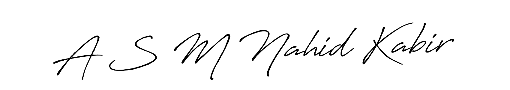 The best way (Antro_Vectra_Bolder) to make a short signature is to pick only two or three words in your name. The name A S M Nahid Kabir include a total of six letters. For converting this name. A S M Nahid Kabir signature style 7 images and pictures png