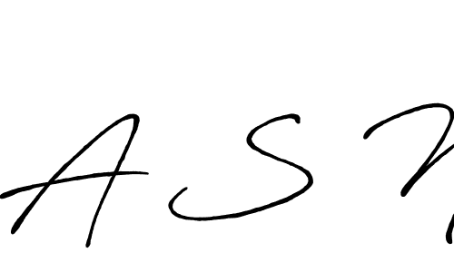 The best way (Antro_Vectra_Bolder) to make a short signature is to pick only two or three words in your name. The name A S N include a total of six letters. For converting this name. A S N signature style 7 images and pictures png