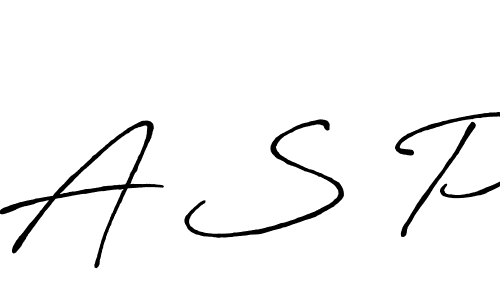 A S P stylish signature style. Best Handwritten Sign (Antro_Vectra_Bolder) for my name. Handwritten Signature Collection Ideas for my name A S P. A S P signature style 7 images and pictures png