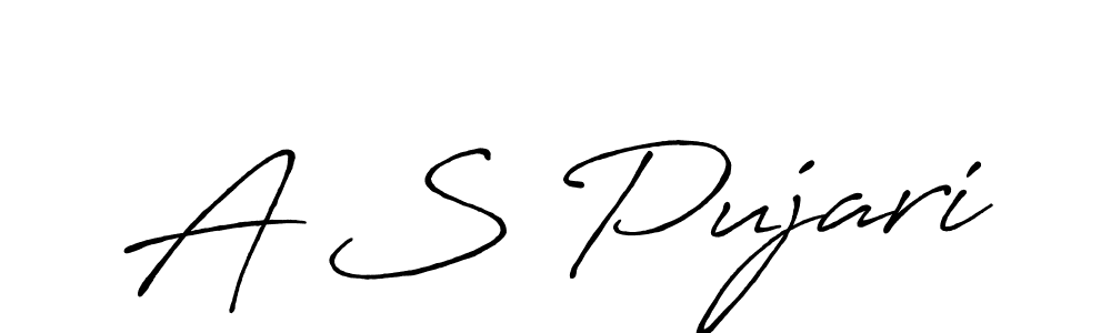 Design your own signature with our free online signature maker. With this signature software, you can create a handwritten (Antro_Vectra_Bolder) signature for name A S Pujari. A S Pujari signature style 7 images and pictures png