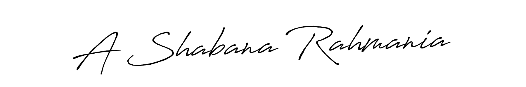 Design your own signature with our free online signature maker. With this signature software, you can create a handwritten (Antro_Vectra_Bolder) signature for name A Shabana Rahmania. A Shabana Rahmania signature style 7 images and pictures png