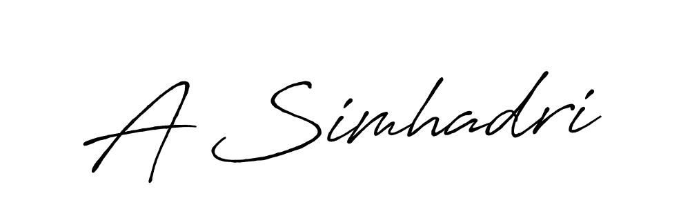 Make a beautiful signature design for name A Simhadri. With this signature (Antro_Vectra_Bolder) style, you can create a handwritten signature for free. A Simhadri signature style 7 images and pictures png