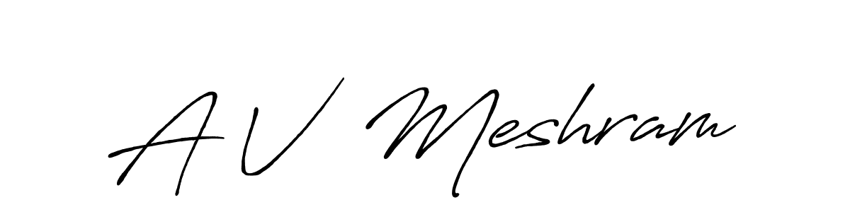 You can use this online signature creator to create a handwritten signature for the name A V  Meshram. This is the best online autograph maker. A V  Meshram signature style 7 images and pictures png