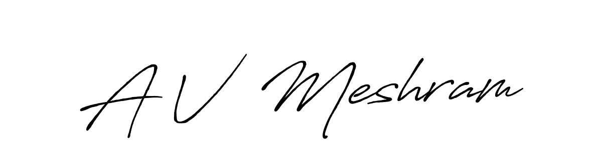 You can use this online signature creator to create a handwritten signature for the name A V  Meshram. This is the best online autograph maker. A V  Meshram signature style 7 images and pictures png