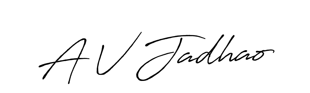 Similarly Antro_Vectra_Bolder is the best handwritten signature design. Signature creator online .You can use it as an online autograph creator for name A V Jadhao. A V Jadhao signature style 7 images and pictures png