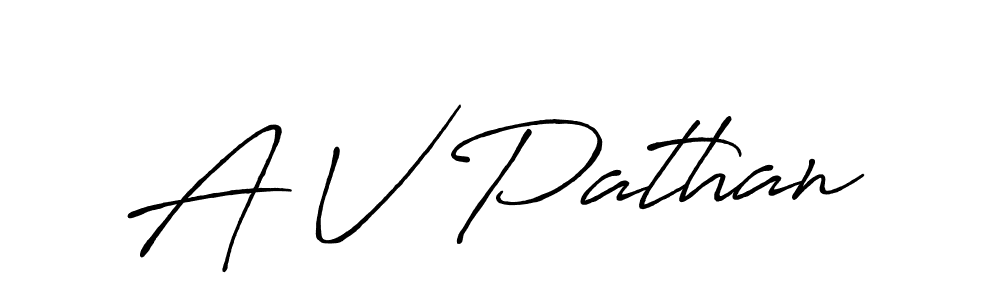 Create a beautiful signature design for name A V Pathan. With this signature (Antro_Vectra_Bolder) fonts, you can make a handwritten signature for free. A V Pathan signature style 7 images and pictures png