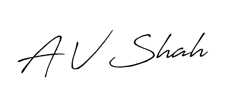 Design your own signature with our free online signature maker. With this signature software, you can create a handwritten (Antro_Vectra_Bolder) signature for name A V Shah. A V Shah signature style 7 images and pictures png