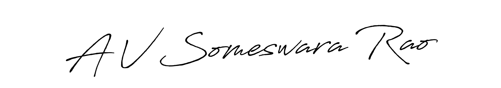 The best way (Antro_Vectra_Bolder) to make a short signature is to pick only two or three words in your name. The name A V Someswara Rao include a total of six letters. For converting this name. A V Someswara Rao signature style 7 images and pictures png