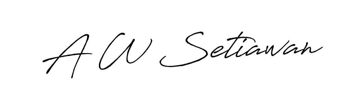 The best way (Antro_Vectra_Bolder) to make a short signature is to pick only two or three words in your name. The name A W Setiawan include a total of six letters. For converting this name. A W Setiawan signature style 7 images and pictures png