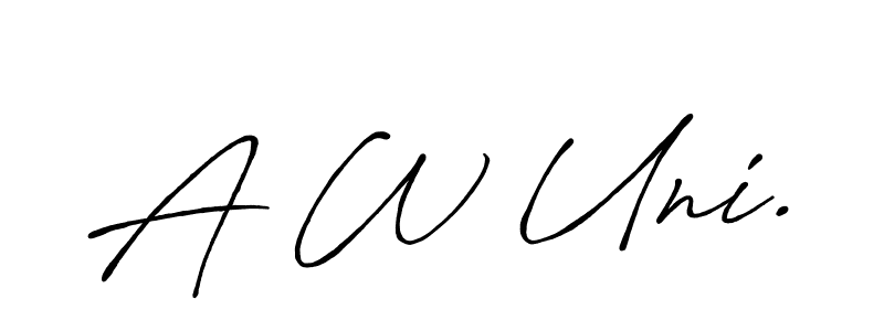 Similarly Antro_Vectra_Bolder is the best handwritten signature design. Signature creator online .You can use it as an online autograph creator for name A W Uni.. A W Uni. signature style 7 images and pictures png