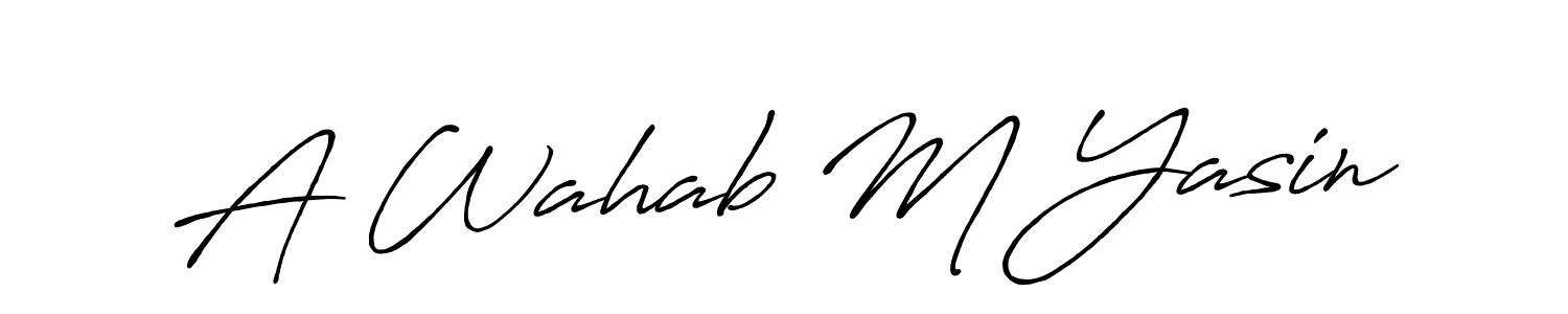 How to make A Wahab M Yasin name signature. Use Antro_Vectra_Bolder style for creating short signs online. This is the latest handwritten sign. A Wahab M Yasin signature style 7 images and pictures png