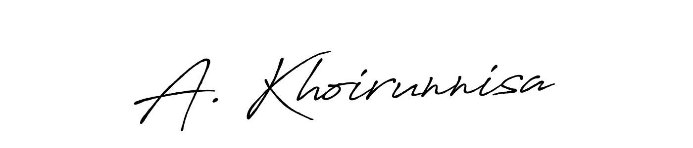 Make a beautiful signature design for name A. Khoirunnisa. With this signature (Antro_Vectra_Bolder) style, you can create a handwritten signature for free. A. Khoirunnisa signature style 7 images and pictures png