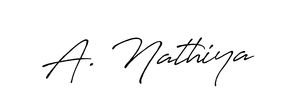 The best way (Antro_Vectra_Bolder) to make a short signature is to pick only two or three words in your name. The name A. Nathiya include a total of six letters. For converting this name. A. Nathiya signature style 7 images and pictures png