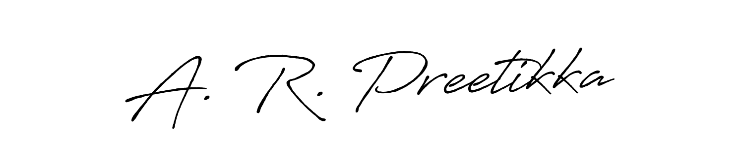 The best way (Antro_Vectra_Bolder) to make a short signature is to pick only two or three words in your name. The name A. R. Preetikka include a total of six letters. For converting this name. A. R. Preetikka signature style 7 images and pictures png