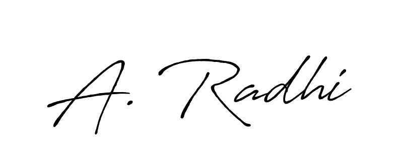 How to make A. Radhi name signature. Use Antro_Vectra_Bolder style for creating short signs online. This is the latest handwritten sign. A. Radhi signature style 7 images and pictures png