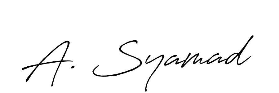 Similarly Antro_Vectra_Bolder is the best handwritten signature design. Signature creator online .You can use it as an online autograph creator for name A. Syamad. A. Syamad signature style 7 images and pictures png