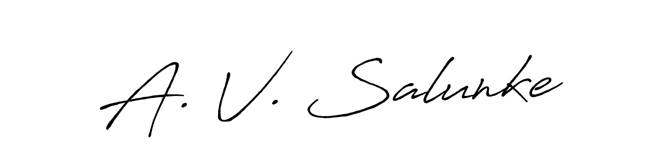 Make a beautiful signature design for name A. V. Salunke. With this signature (Antro_Vectra_Bolder) style, you can create a handwritten signature for free. A. V. Salunke signature style 7 images and pictures png