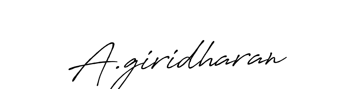 The best way (Antro_Vectra_Bolder) to make a short signature is to pick only two or three words in your name. The name A.giridharan include a total of six letters. For converting this name. A.giridharan signature style 7 images and pictures png