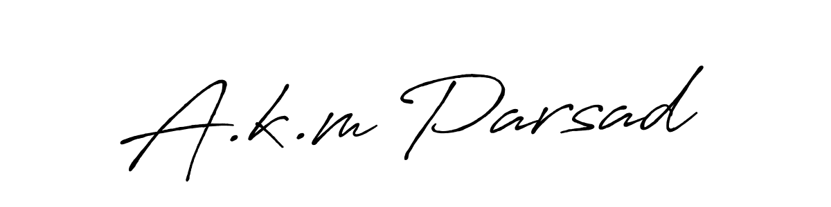 Design your own signature with our free online signature maker. With this signature software, you can create a handwritten (Antro_Vectra_Bolder) signature for name A.k.m Parsad. A.k.m Parsad signature style 7 images and pictures png