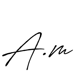 How to make A.m signature? Antro_Vectra_Bolder is a professional autograph style. Create handwritten signature for A.m name. A.m signature style 7 images and pictures png