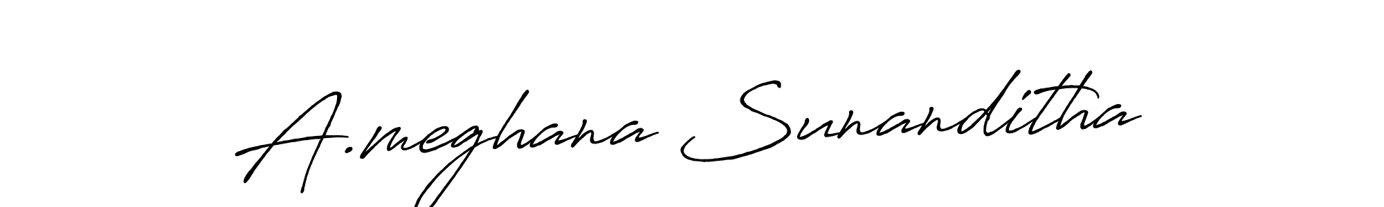 Similarly Antro_Vectra_Bolder is the best handwritten signature design. Signature creator online .You can use it as an online autograph creator for name A.meghana Sunanditha. A.meghana Sunanditha signature style 7 images and pictures png