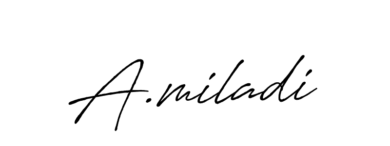 How to make A.miladi name signature. Use Antro_Vectra_Bolder style for creating short signs online. This is the latest handwritten sign. A.miladi signature style 7 images and pictures png