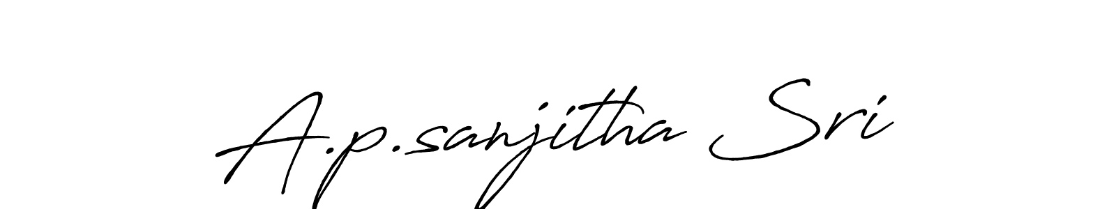 Use a signature maker to create a handwritten signature online. With this signature software, you can design (Antro_Vectra_Bolder) your own signature for name A.p.sanjitha Sri. A.p.sanjitha Sri signature style 7 images and pictures png