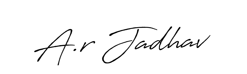 The best way (Antro_Vectra_Bolder) to make a short signature is to pick only two or three words in your name. The name A.r Jadhav include a total of six letters. For converting this name. A.r Jadhav signature style 7 images and pictures png