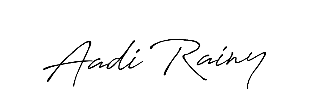 How to make Aadi Rainy name signature. Use Antro_Vectra_Bolder style for creating short signs online. This is the latest handwritten sign. Aadi Rainy signature style 7 images and pictures png