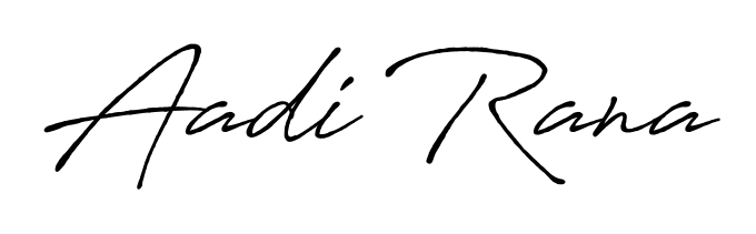 Get an exclusive digital autograph for Aadi Rana. The Antro_Vectra_Bolder typeface captures the charm of real penmanship on paper. Aadi Rana signature style 7 images and pictures png
