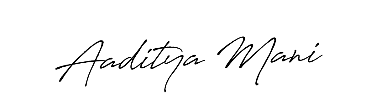 How to make Aaditya Mani name signature. Use Antro_Vectra_Bolder style for creating short signs online. This is the latest handwritten sign. Aaditya Mani signature style 7 images and pictures png