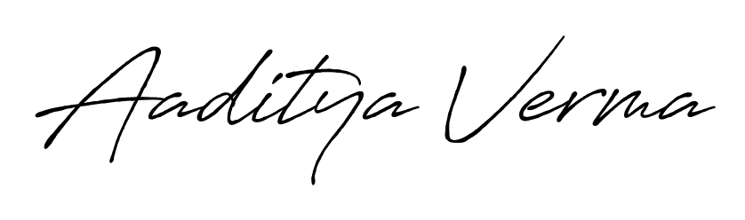 Stand out with a creative autograph for Aaditya Verma. The Antro_Vectra_Bolder styling blends modern aesthetics with classic signature flourishes. Aaditya Verma signature style 7 images and pictures png