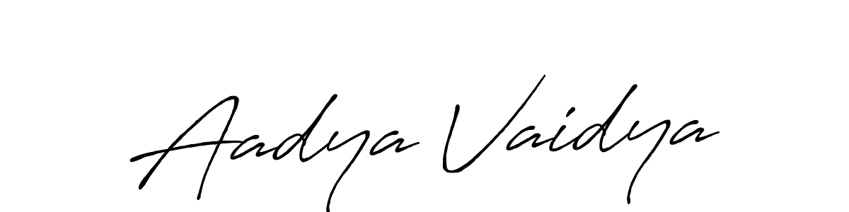 Create a beautiful signature design for name Aadya Vaidya. With this signature (Antro_Vectra_Bolder) fonts, you can make a handwritten signature for free. Aadya Vaidya signature style 7 images and pictures png