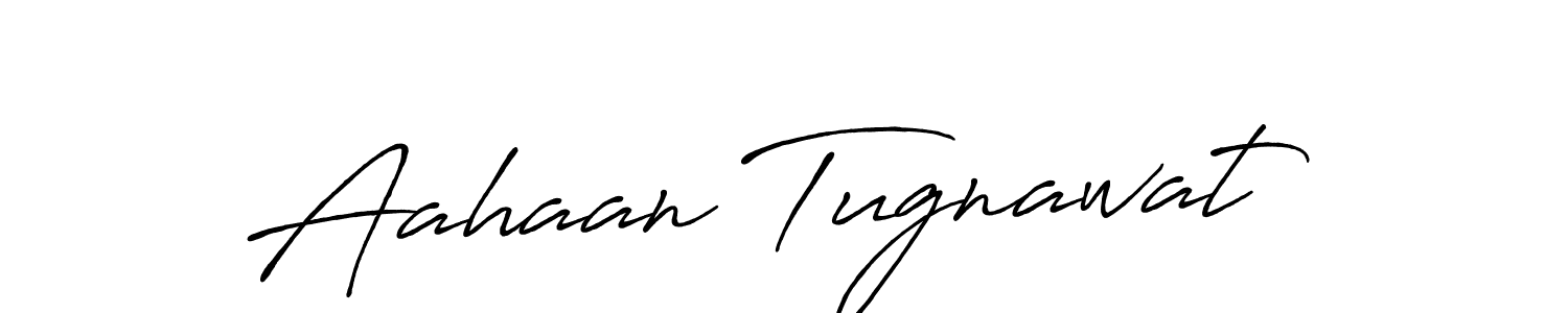 How to make Aahaan Tugnawat name signature. Use Antro_Vectra_Bolder style for creating short signs online. This is the latest handwritten sign. Aahaan Tugnawat signature style 7 images and pictures png