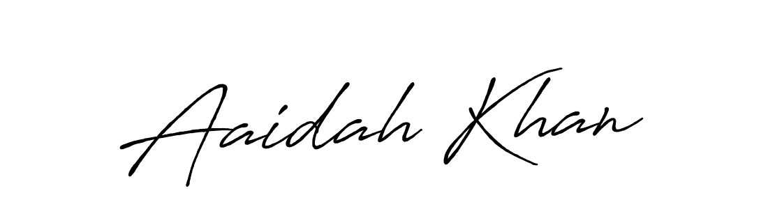 How to make Aaidah Khan name signature. Use Antro_Vectra_Bolder style for creating short signs online. This is the latest handwritten sign. Aaidah Khan signature style 7 images and pictures png
