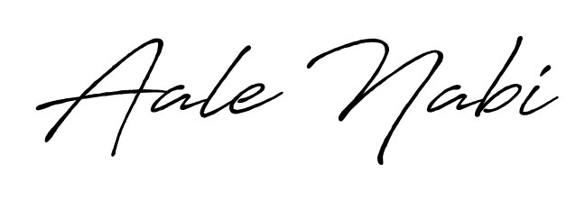 Try this chic Aale Nabi handwritten sign style. Using Antro_Vectra_Bolder font elements, it gives your name a sleek, memorable identity. Aale Nabi signature style 7 images and pictures png