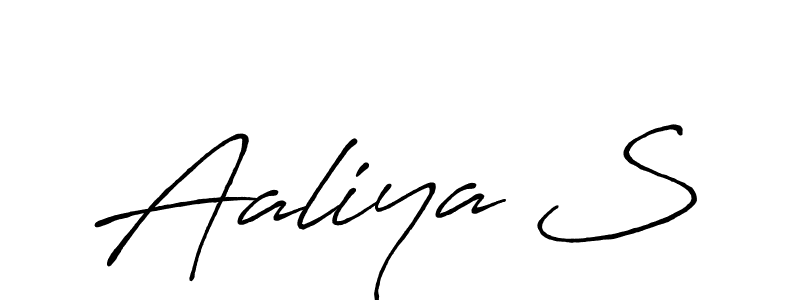 Make a beautiful signature design for name Aaliya S. With this signature (Antro_Vectra_Bolder) style, you can create a handwritten signature for free. Aaliya S signature style 7 images and pictures png