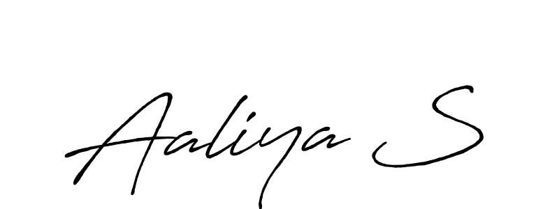 Make a beautiful signature design for name Aaliya S. With this signature (Antro_Vectra_Bolder) style, you can create a handwritten signature for free. Aaliya S signature style 7 images and pictures png