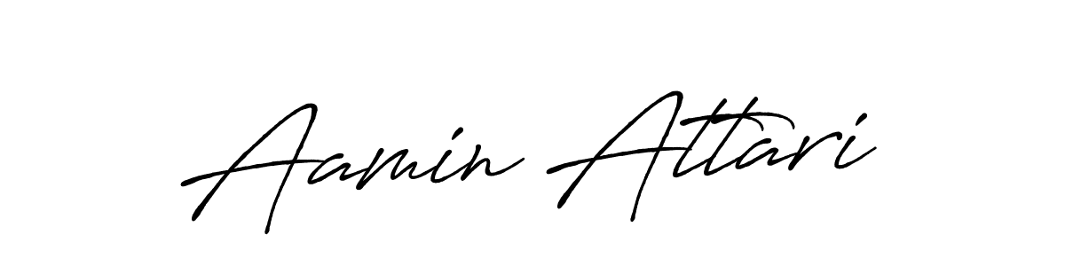 How to make Aamin Attari name signature. Use Antro_Vectra_Bolder style for creating short signs online. This is the latest handwritten sign. Aamin Attari signature style 7 images and pictures png