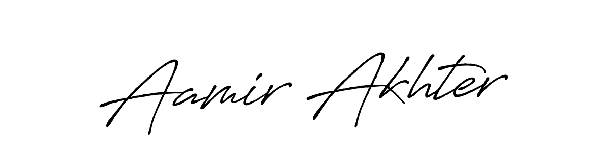 Make a beautiful signature design for name Aamir Akhter. With this signature (Antro_Vectra_Bolder) style, you can create a handwritten signature for free. Aamir Akhter signature style 7 images and pictures png