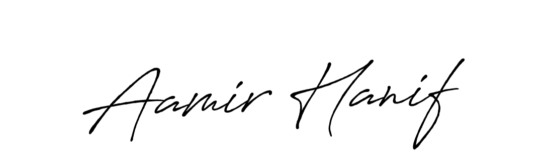 Make a beautiful signature design for name Aamir Hanif. With this signature (Antro_Vectra_Bolder) style, you can create a handwritten signature for free. Aamir Hanif signature style 7 images and pictures png