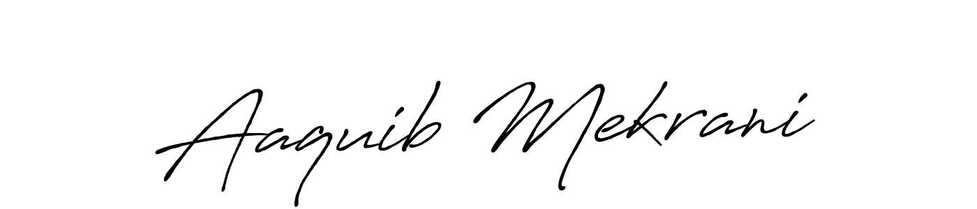 How to make Aaquib Mekrani name signature. Use Antro_Vectra_Bolder style for creating short signs online. This is the latest handwritten sign. Aaquib Mekrani signature style 7 images and pictures png