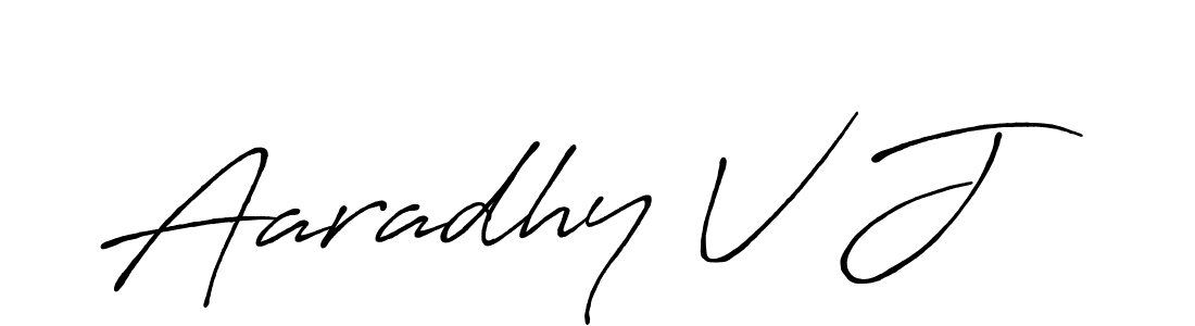 Create a beautiful signature design for name Aaradhy V J. With this signature (Antro_Vectra_Bolder) fonts, you can make a handwritten signature for free. Aaradhy V J signature style 7 images and pictures png