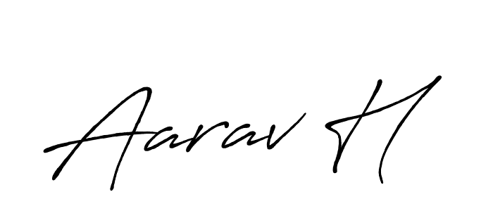 if you are searching for the best signature style for your name Aarav H. so please give up your signature search. here we have designed multiple signature styles  using Antro_Vectra_Bolder. Aarav H signature style 7 images and pictures png