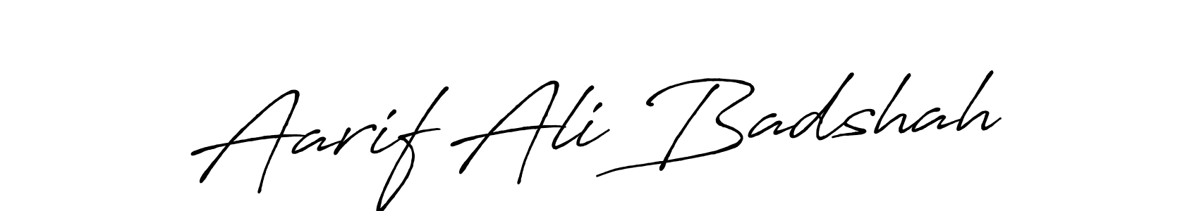 How to make Aarif Ali Badshah name signature. Use Antro_Vectra_Bolder style for creating short signs online. This is the latest handwritten sign. Aarif Ali Badshah signature style 7 images and pictures png