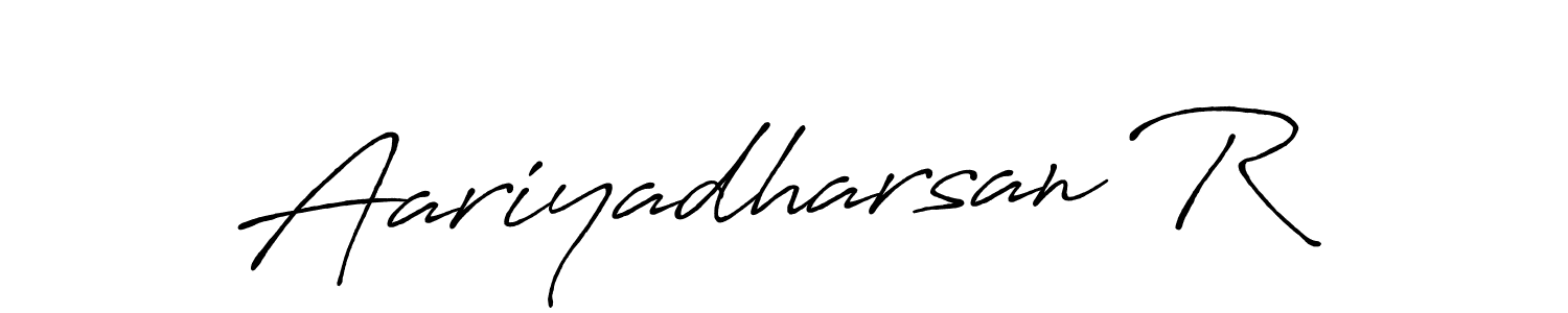 if you are searching for the best signature style for your name Aariyadharsan R. so please give up your signature search. here we have designed multiple signature styles  using Antro_Vectra_Bolder. Aariyadharsan R signature style 7 images and pictures png